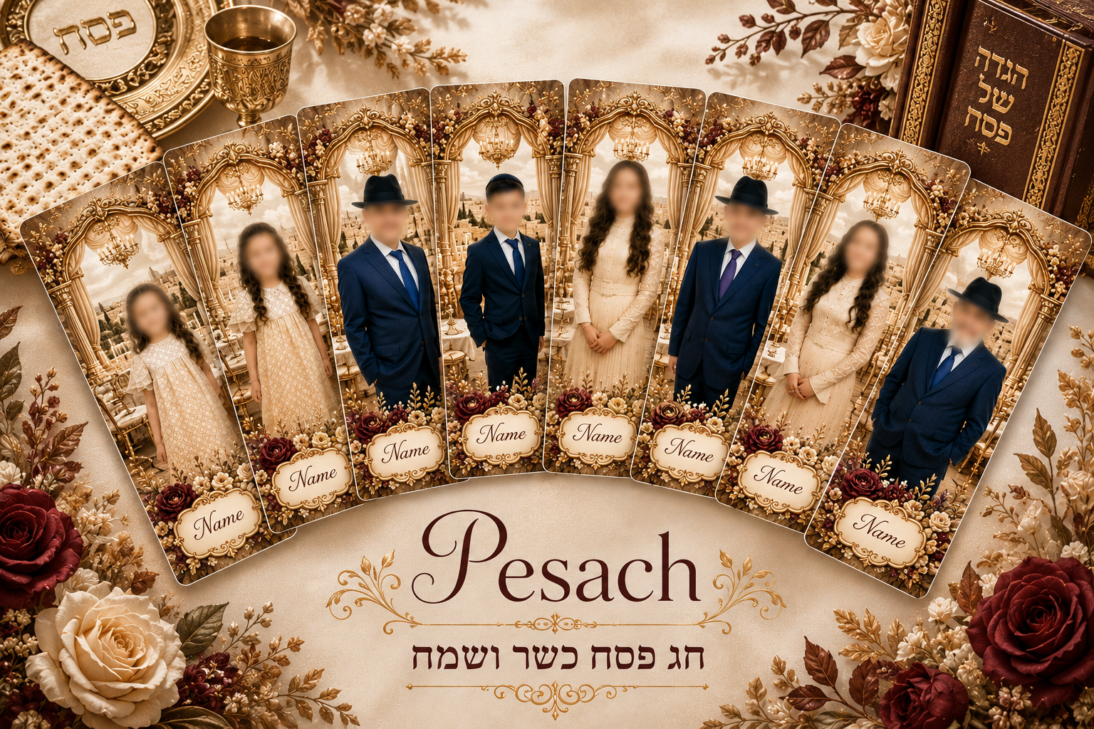 Personalized Photo Place Cards for Jewish Holidays & Celebrations