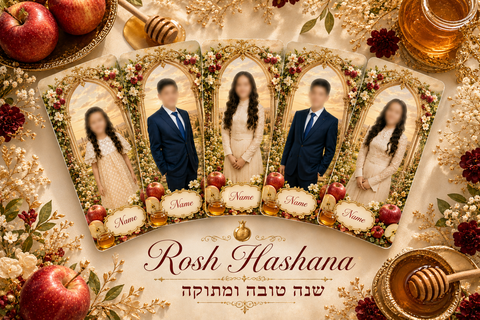 Personalized Photo Place Cards for Jewish Holidays & Celebrations